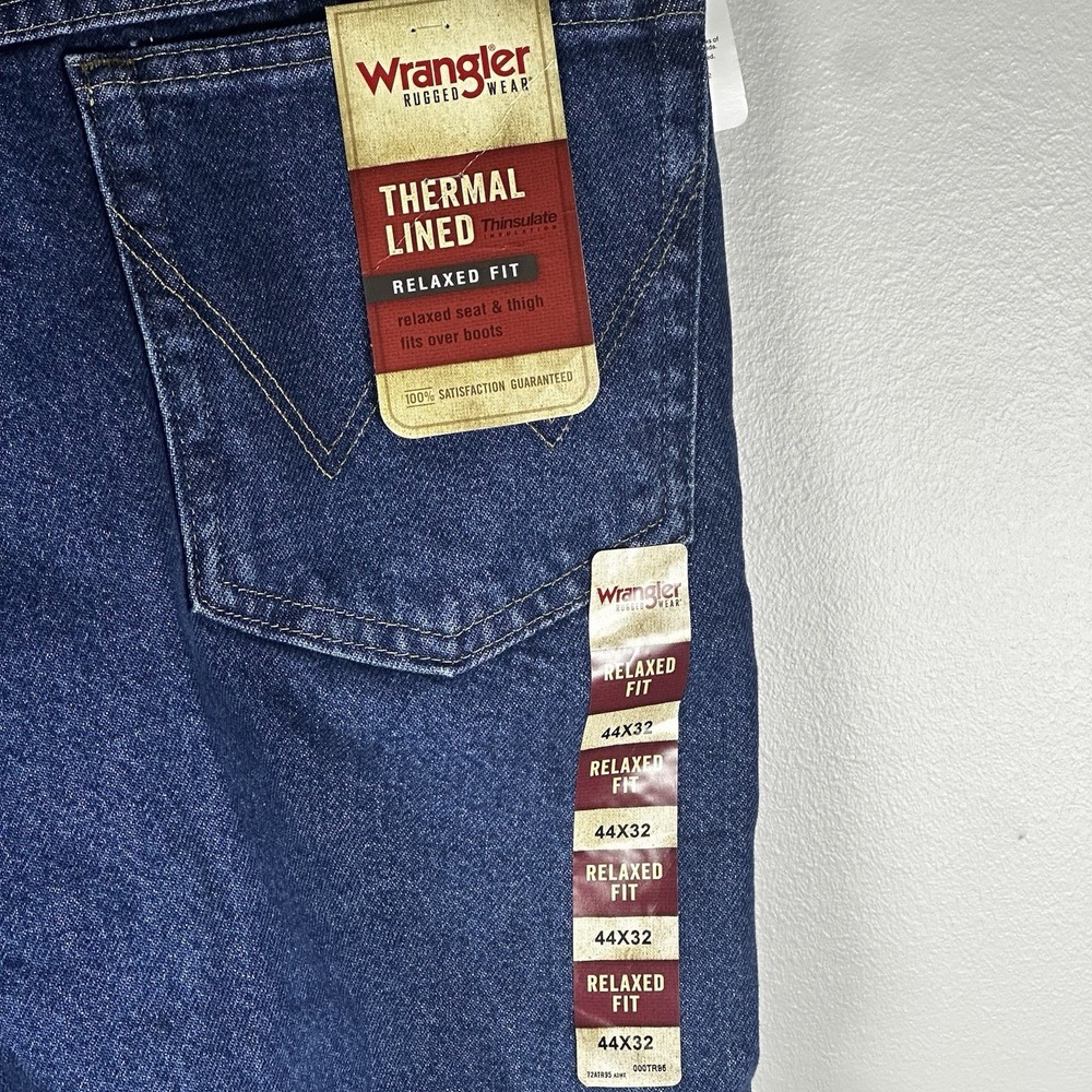 Mens Wrangler Rugged Wear Thermal Jeans - 3M Thinsulate Lining Fleece 42×32 NEW - Picture 12 of 16